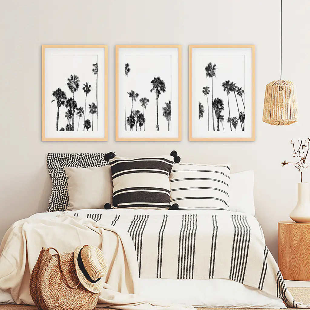 Black White Palm Trees Triptych