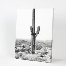 Load image into Gallery viewer, Saguaro Cactus Print. Black White Arizona Desert Nature. Canvas Print
