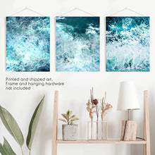 Load image into Gallery viewer, 3 Piece Blue Minimalist Ocean Waves Large Wall Decor

