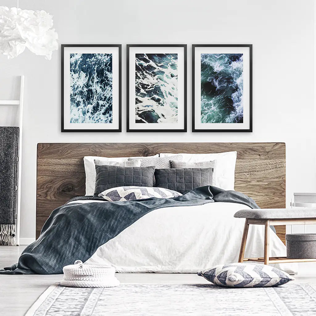 Blue Green Ocean Waves 3 Piece Wall Art