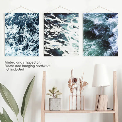 Blue Green Ocean Waves 3 Piece Wall Art