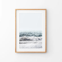 Load image into Gallery viewer, California Ocean Wall Art Print. Blue Waves, Foam. Thin Wood Frame with Mat
