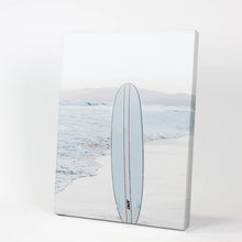 Load image into Gallery viewer, Blue Surfboard Print. California Beach Theme. Canvas Print
