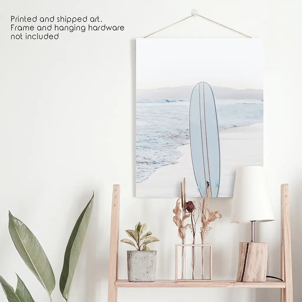 Blue Surfboard Print. California Beach Theme. Unframed Print