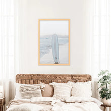 Load image into Gallery viewer, Blue Surfboard Print. California Beach Theme. Wood Frame
