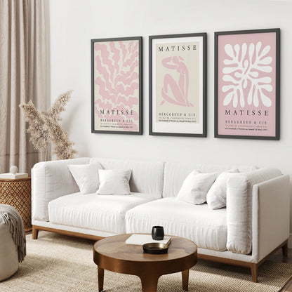 3 Piece Blush Pink Matisse Wall Art Set