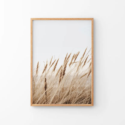 Bohemian Pampas Grass Print. Nature Inspired Theme. Thin Wood Frame