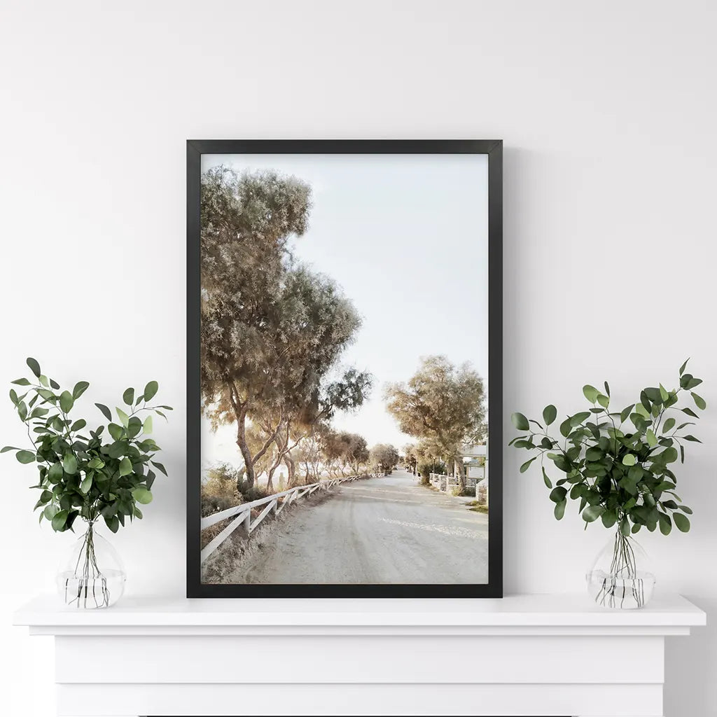 Boho Chic Wall Decor. Coastal Travel Theme. Black Frame