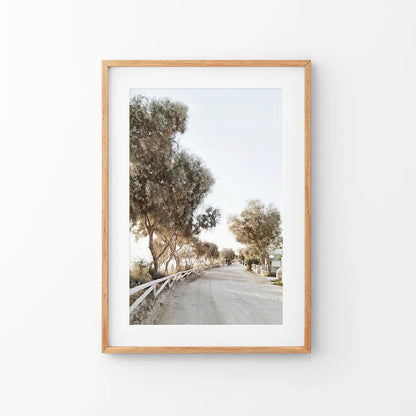 Boho Chic Wall Decor. Coastal Travel Theme. Thin Wood Frame with Mat