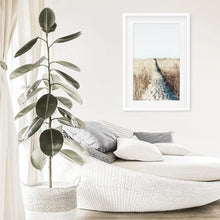 Load image into Gallery viewer, Calm Beach Wall Art Print. Sand Dunes, Dried Grass
