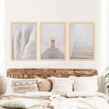 Load image into Gallery viewer, Boho Contemporary Aestethic Wall Art. Door, Grass, Stairway. Wood Frames

