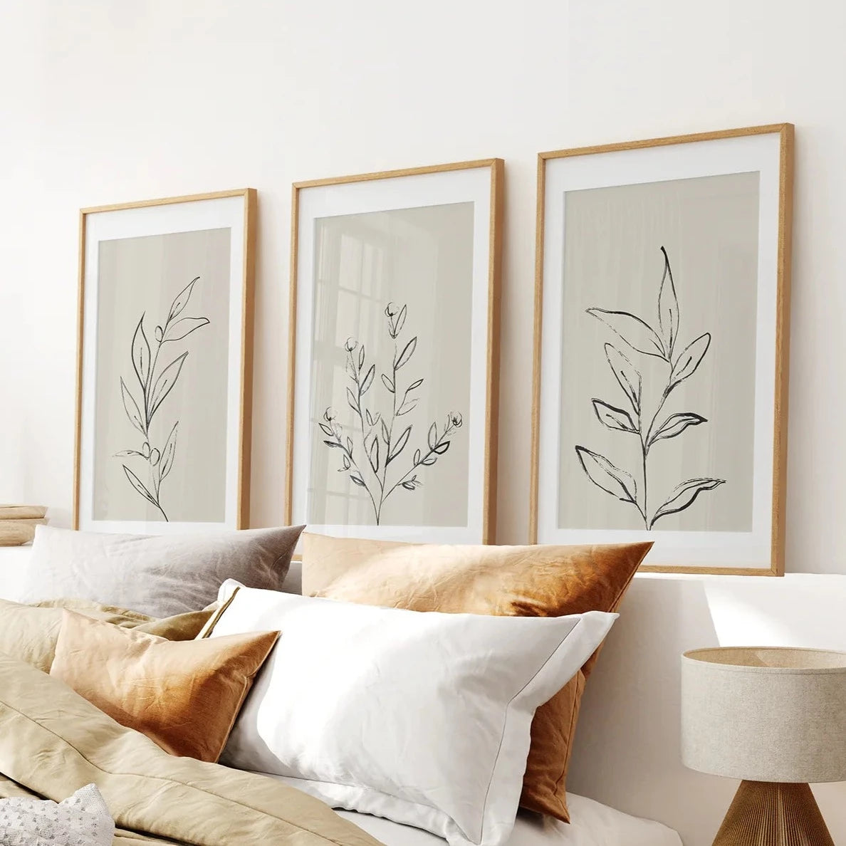 minimalist kitchen prints: line art botanical & still... Minimal Botanical Line Art Set of 3 Prints. Neutral Tones – Wall Art Set
