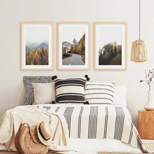 Load image into Gallery viewer, Brown Autumn Mountain Forest Scenery. Set of 3 Prints
