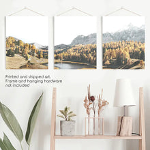 Load image into Gallery viewer, Brown Autumn Wall Art. Mountain Lake and Forest. Unframed Prints
