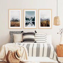 Load image into Gallery viewer, 3 Piece Autumn Mountain, Forest, Lake Wall Art. Nordic Photo
