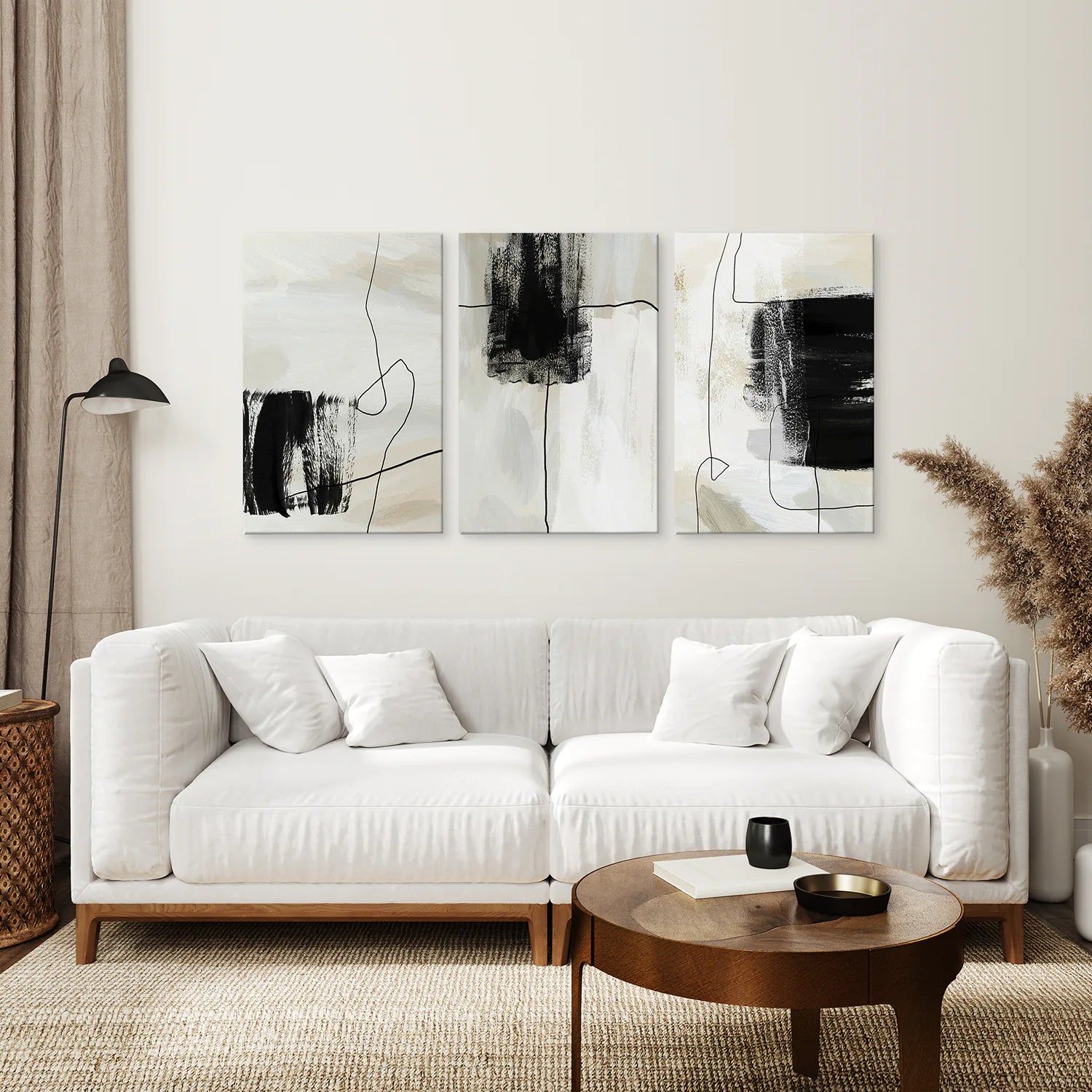 3 Piece Simple Abstract Art Set of Prints. Japandi Decor. Canvas Print. Living Room