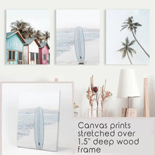 Load image into Gallery viewer, California Boho Wall Art. Surfboard, Palms, Beach. Canvas Prints
