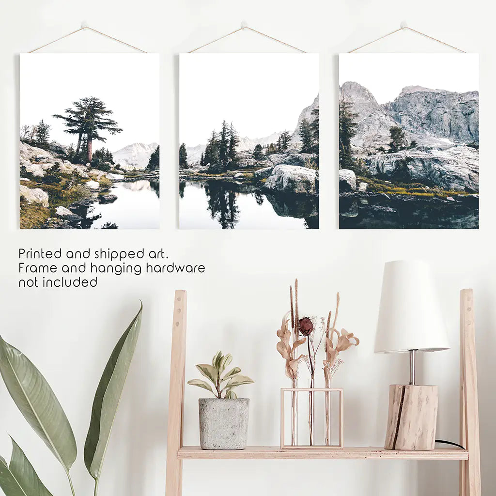 Scandi Nature Triptych. Mountain Lake Photography