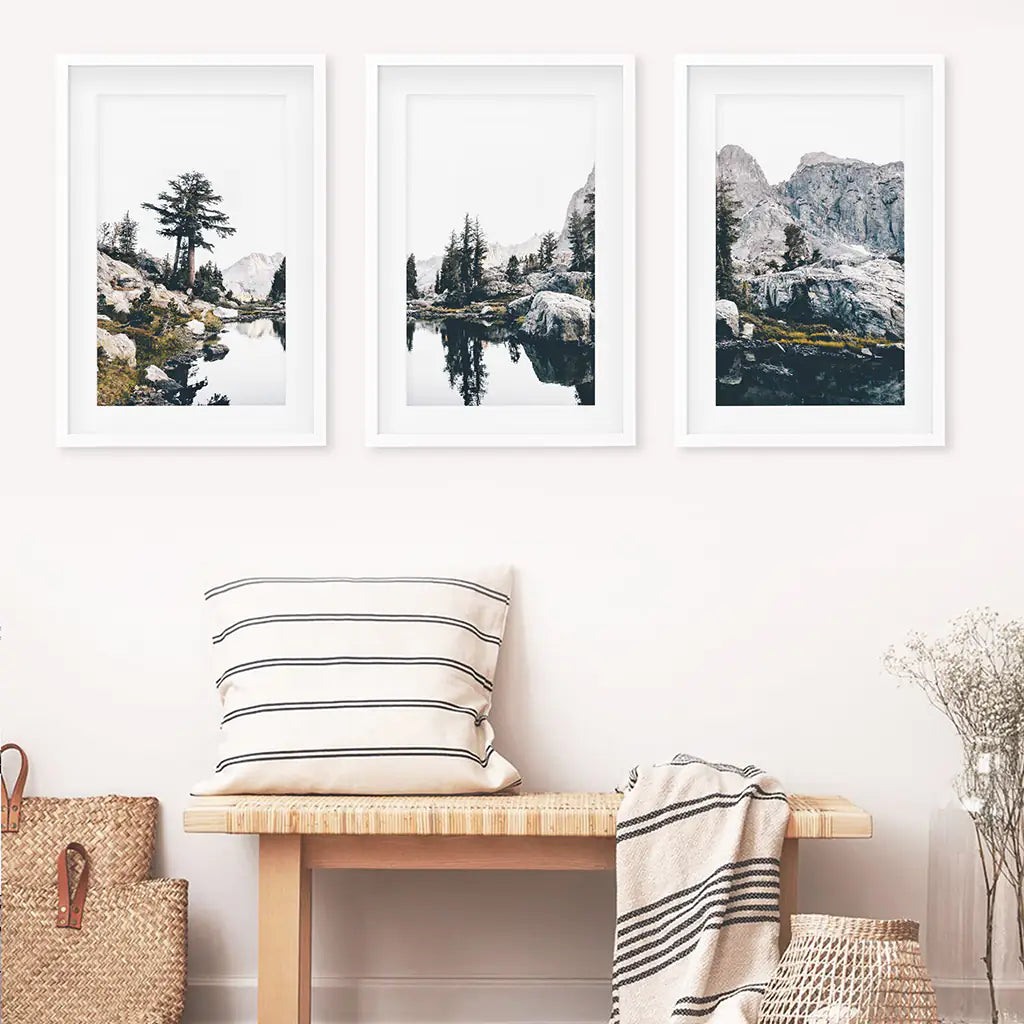 Scandi Nature Triptych. Mountain Lake Photography