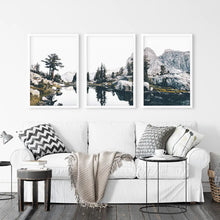 Load image into Gallery viewer, Scandi Nature Triptych. Mountain Lake Photography
