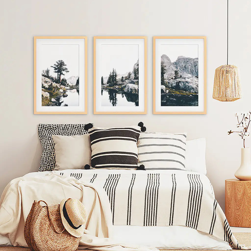 Scandi Nature Triptych. Mountain Lake Photography