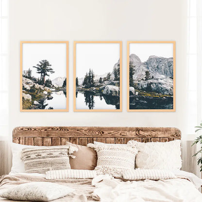 Scandi Nature Triptych. Mountain Lake Photography