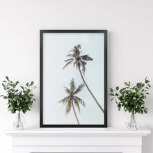 Load image into Gallery viewer, California Tropical Themed Wall Decor. Large Palm Trees. Black Frame
