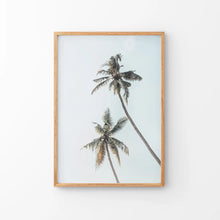 Load image into Gallery viewer, California Tropical Themed Wall Decor. Large Palm Trees. Thin Wood Frame
