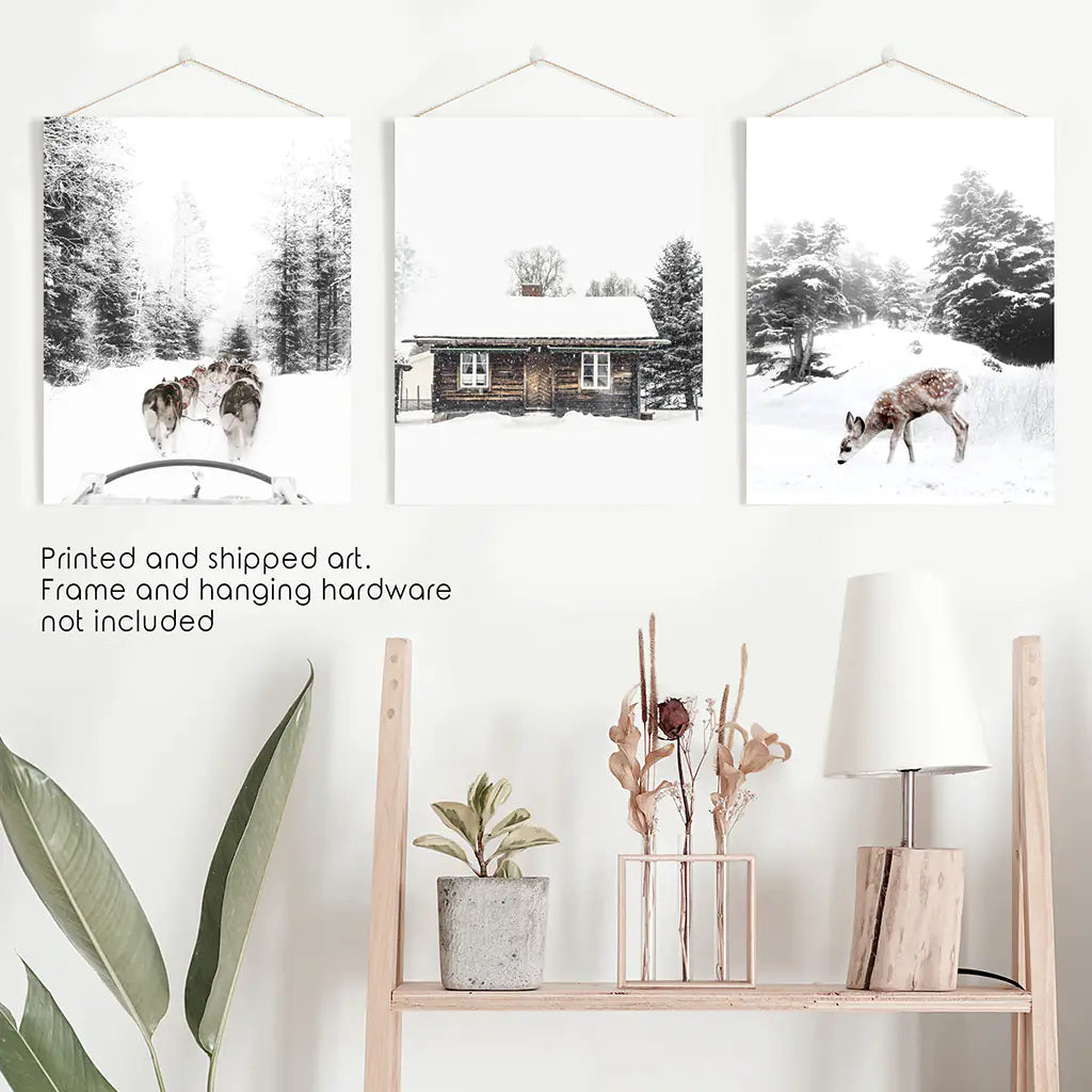 3 Piece Christmas Mood Photo Set. Winter Landscape. Unframed Prints