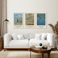 Load image into Gallery viewer, 3 Piece Claude Monet Landscape Wall Art Set. Exhibition Style. Canvas Print. Living Room
