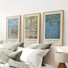 Load image into Gallery viewer, 3 Piece Claude Monet Landscape Wall Art Set. Exhibition Style. Thinwood Frame. Living Room
