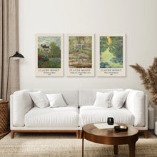 Load image into Gallery viewer, Vintage Farmhouse Decor Set of 3 Prints. Claude Monet. Canvas Print. Living Room
