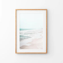 Load image into Gallery viewer, Coastal Beach Wall Art Print. Ocean Waves. Thin Wood Frame with Mat
