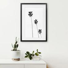 Load image into Gallery viewer, Tropical Black Palm Trees Wall Decor. Black Frame with Mat
