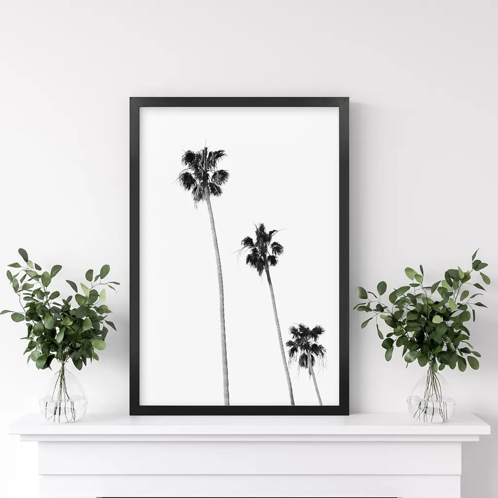 Tropical Black Palm Trees Wall Decor. Black Frame