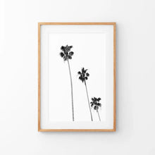 Load image into Gallery viewer, Tropical Black Palm Trees Wall Decor. Thin Wood Frame with Mat
