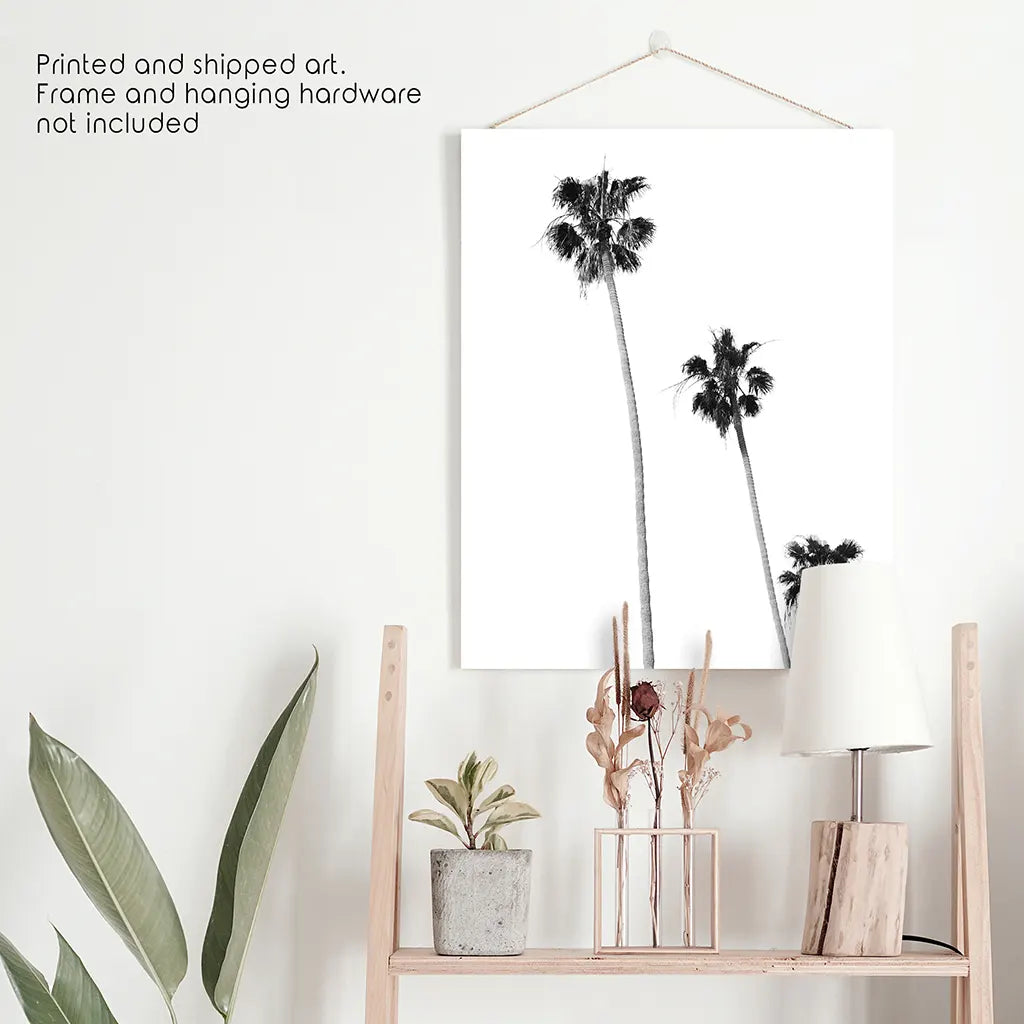 Tropical Black Palm Trees Wall Decor. Unframed Print