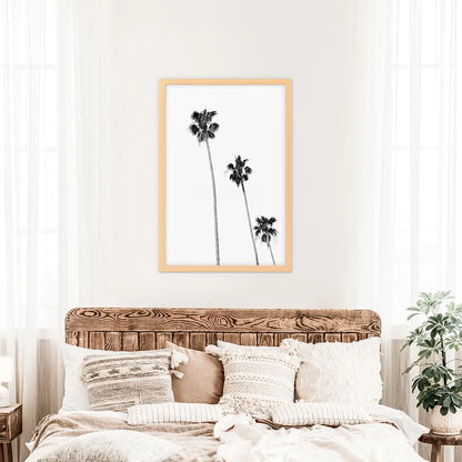 Tropical Black Palm Trees Wall Decor. Wood Frame