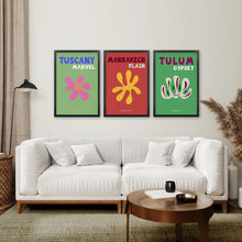 Load image into Gallery viewer, Bright Retro Set of 3 Prints. Preppy Room Decor Aesthetic. Black Frame. Living Room
