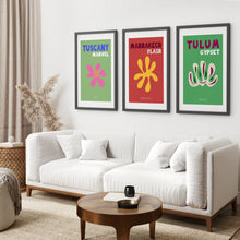 Load image into Gallery viewer, Bright Retro Set of 3 Prints. Preppy Room Decor Aesthetic. Black Frame with Mat. Living Room
