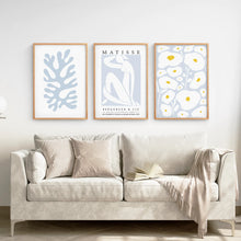 Load image into Gallery viewer, Danish Henri Matisse Inspired Set of 3 Prints. Pastel Tones. Thinwood Frame. Living Room
