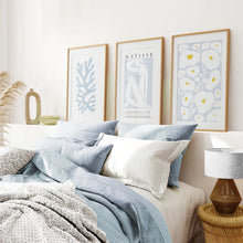 Load image into Gallery viewer, Danish Henri Matisse Inspired Set of 3 Prints. Pastel Tones. Thinwood Frame with Mat. Bedroom
