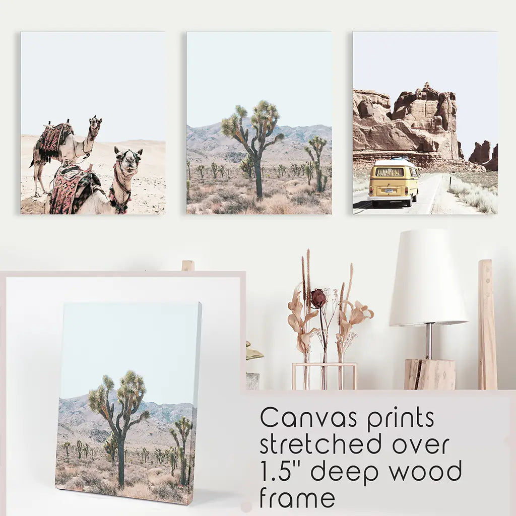 Set of 3 Southwestern Desert Prints. Joshua Tree, Camel, Van