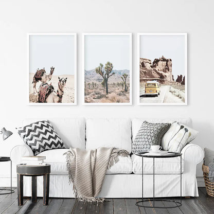 Set of 3 Southwestern Desert Prints. Joshua Tree, Camel, Van