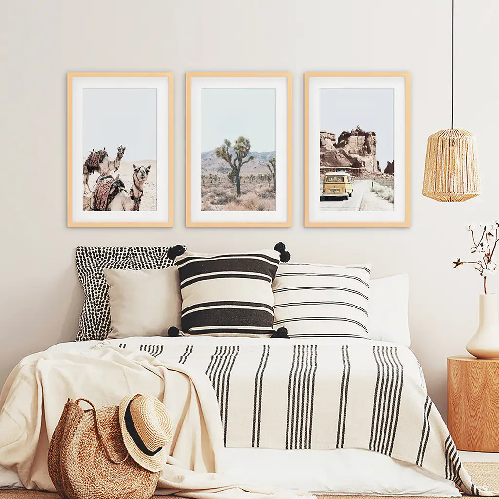 Set of 3 Southwestern Desert Prints. Joshua Tree, Camel, Van