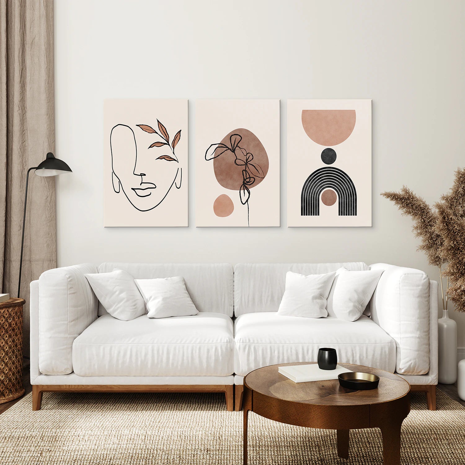 Set van 3 posters abstract botanisch blad bedrukte poster, moderne Set van 3 posters abstract botanisch blad bedrukte poster, moderne