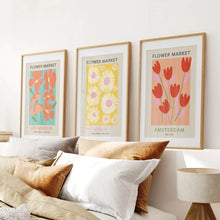 Load image into Gallery viewer, 3 Piece Botanical Boho Art Set. Flower Market Theme. Thinwood Frame with Mat. Bedroom
