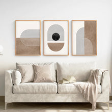 Load image into Gallery viewer, Geometric Abstract Arches Set of 3 Pieces. Black and Beige. Thinwood Frame. Living Room
