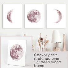 Load image into Gallery viewer, Moon Phases. Pink Wall Art Set for Girl&#39;s Nursery
