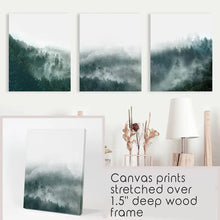 Load image into Gallery viewer, Nordic Foggy Large Forest. 3 Piece Set Triptych. Canvas Prints
